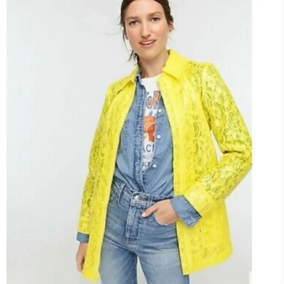 J. Crew Jackets & Blazers - NWOT J. Crew Collection Yellow Coated Lace Jacket Coat Rain Spring Women’s XS
